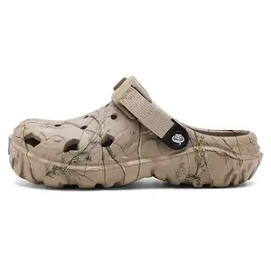 Men’s Lightweight Outdoor Clogs, Comfort Camo Slip-On Beach Slippers with Adjustable Heel Strap for Beach Trip Camping Yard Wear
