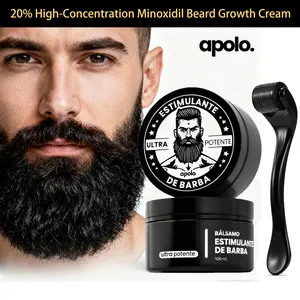 Apolo20% High-Concentration Minoxidil Beard Growth Cream Gift Set, 4X Intense Beard Stimulant for Alopecia Beard, Fast Follicle Activation, Fix Sparse Spots & Ensure Even Perfect Beard Growth