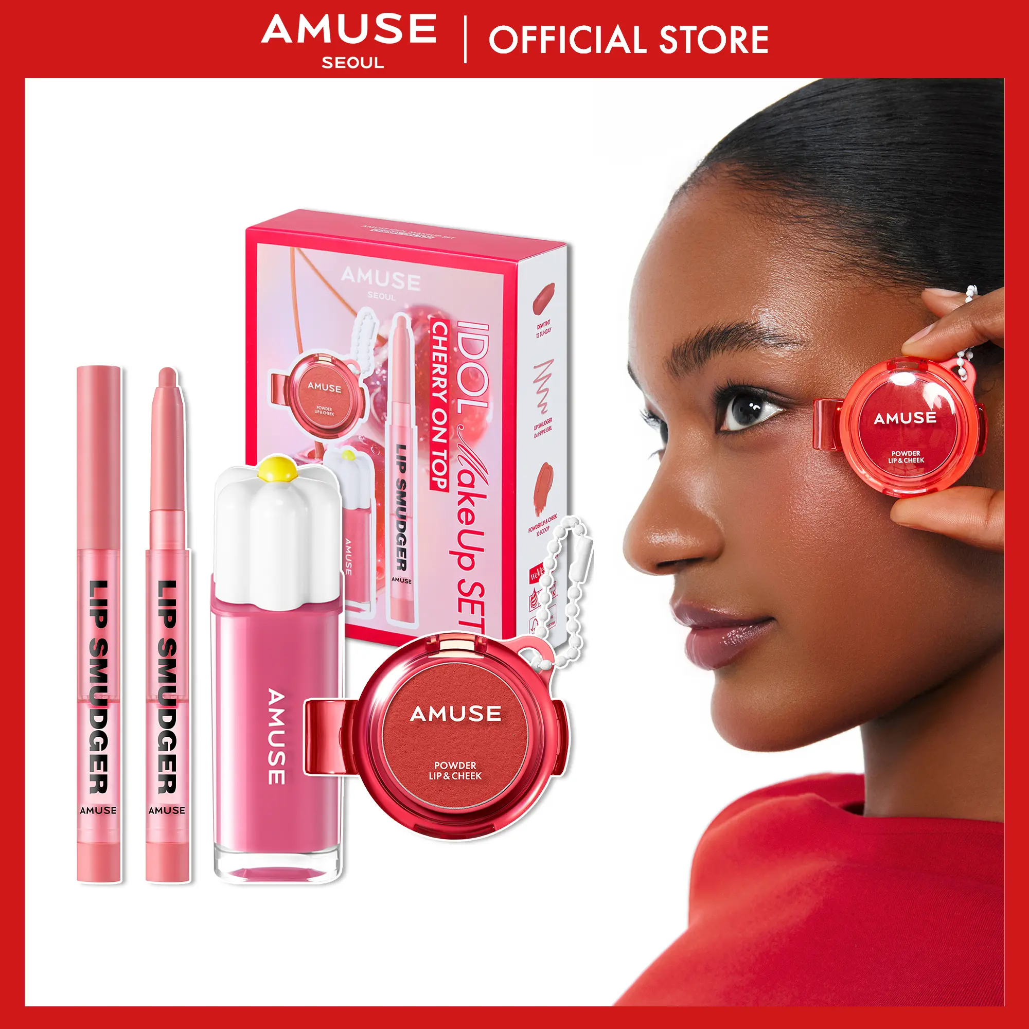 [AMUSE Seoul Official] IDOL MAKEUP SET (Dew Tint, Lip Smudger, Powder Lip & Cheek) | 3 Types | Full Face Set, Makeup Set