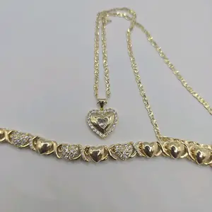 HEART'S beautiful ser necklace with fashion bracelet gold-plated clear stone's 18"inches 24"inches available