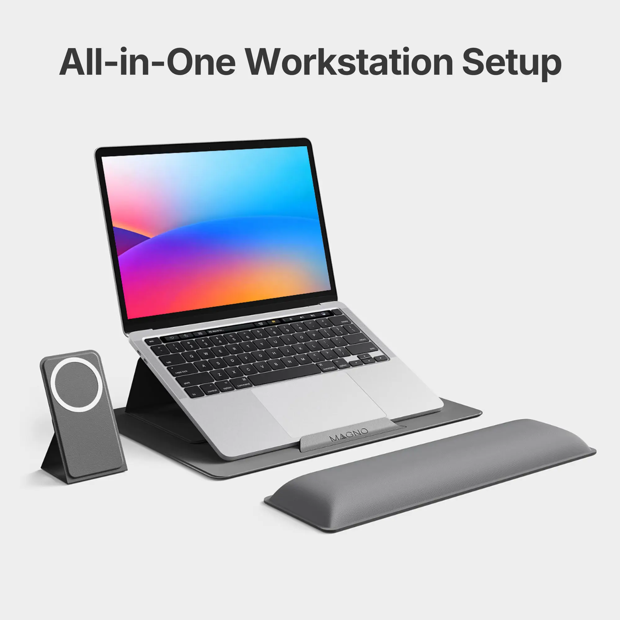 HUANUO Magnetic Adjustable Laptop Stand Mount, Sturdy Leather-Touch Frame, 5-Angle, 4 Macaron Colors, Portable Sleek Design for 17-Inch Screens, Desk Setup Computer Accessories#TikTokShopBlackFriday