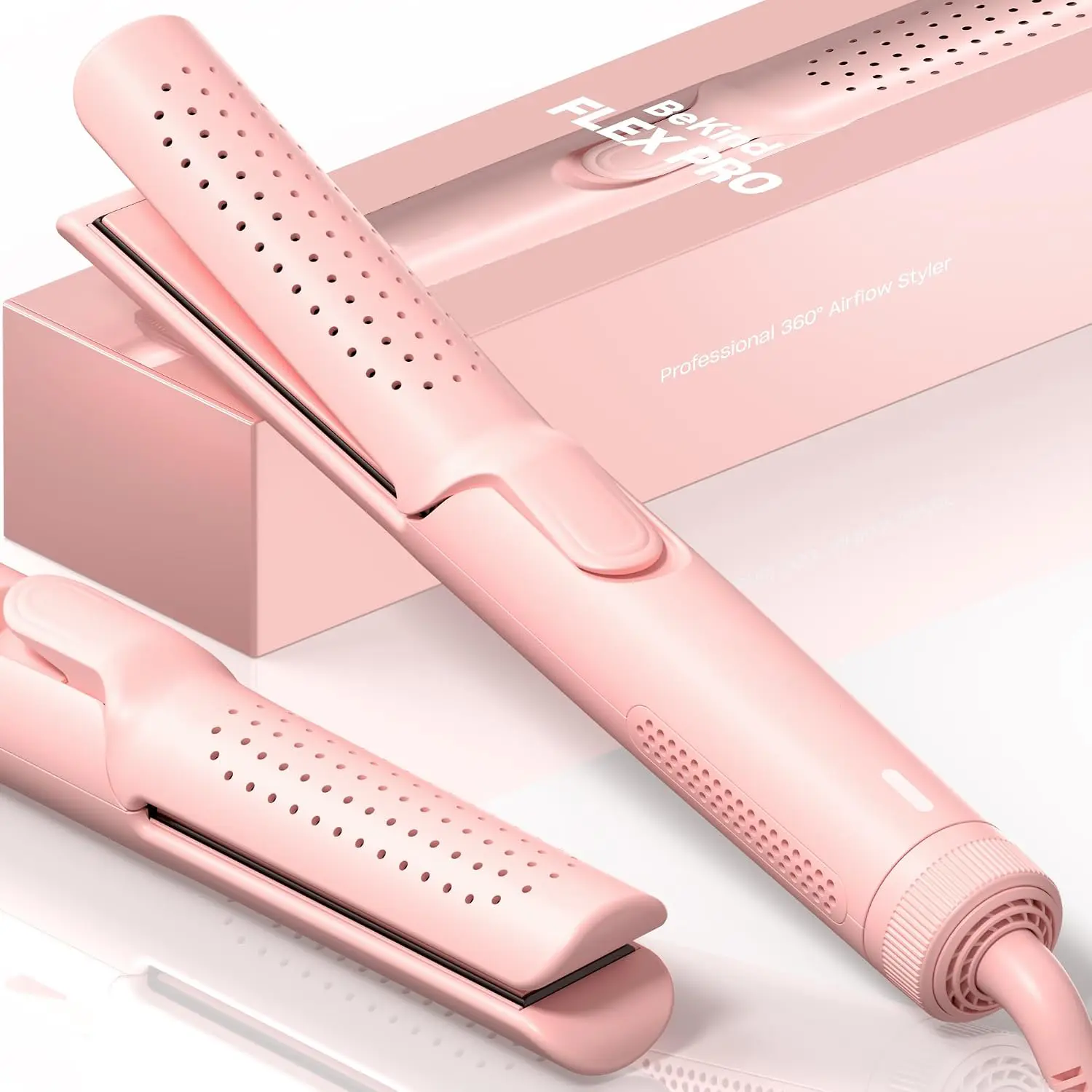 Airflow Styler Curling Iron, 360° Cool Air Lock in Style for Lasting Curls, Reduces Damage, 2 in 1 Hair Straightener and Curler, 1.25 Inch, Anti-Scald for Short Long Hair, Purple, Hair Styling, Bouncy Curls, Airflow Styler Curlers & Straighteners