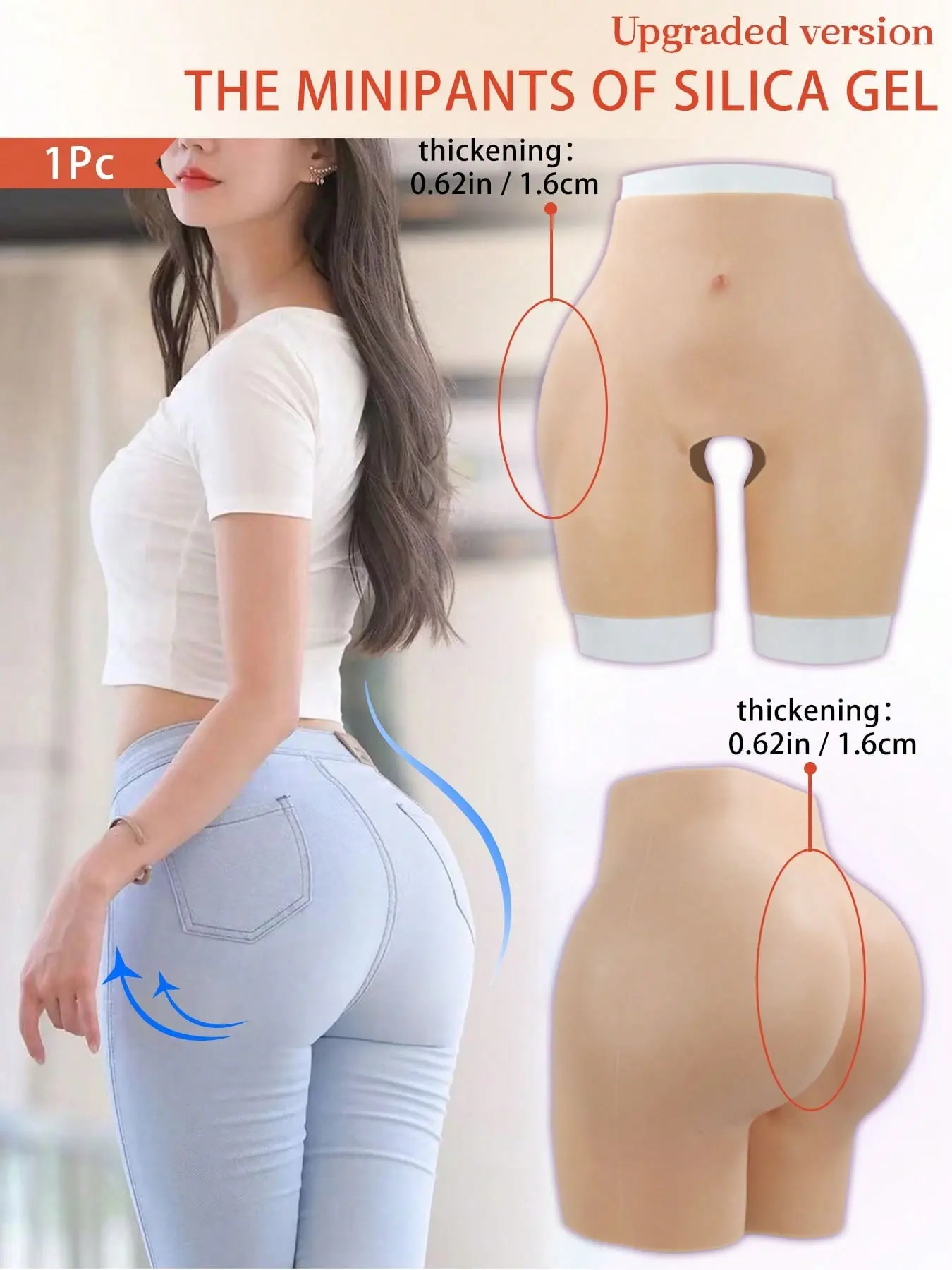 Plus Size Silicone Padded Butt Lifter Shorts, Thickened Butt Enhancing And Shaping Underwear, Body Shaping Shapewear, 0.62 Inches Padded, Lift Buttocks Curve, Create Charming Appearance, Shapewear