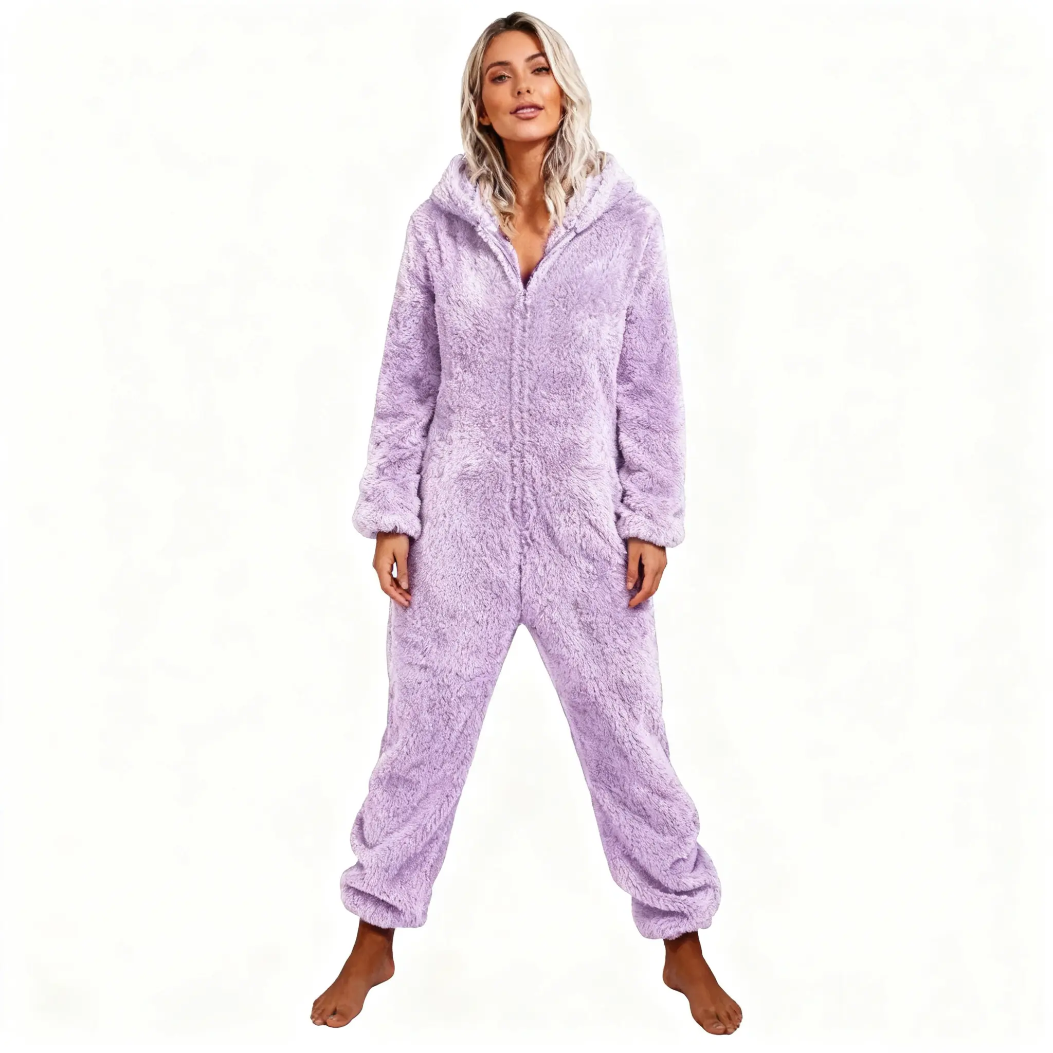 Short Sleeve PJ Set, White Hooded Pajama Jumpsuit Long Sleeve Zipper Pajamas Lady Sleepwear Set, Versatile, Viral Style, New In, Go To, Summer Essential, Girls Night, Corporate, Special Occasion