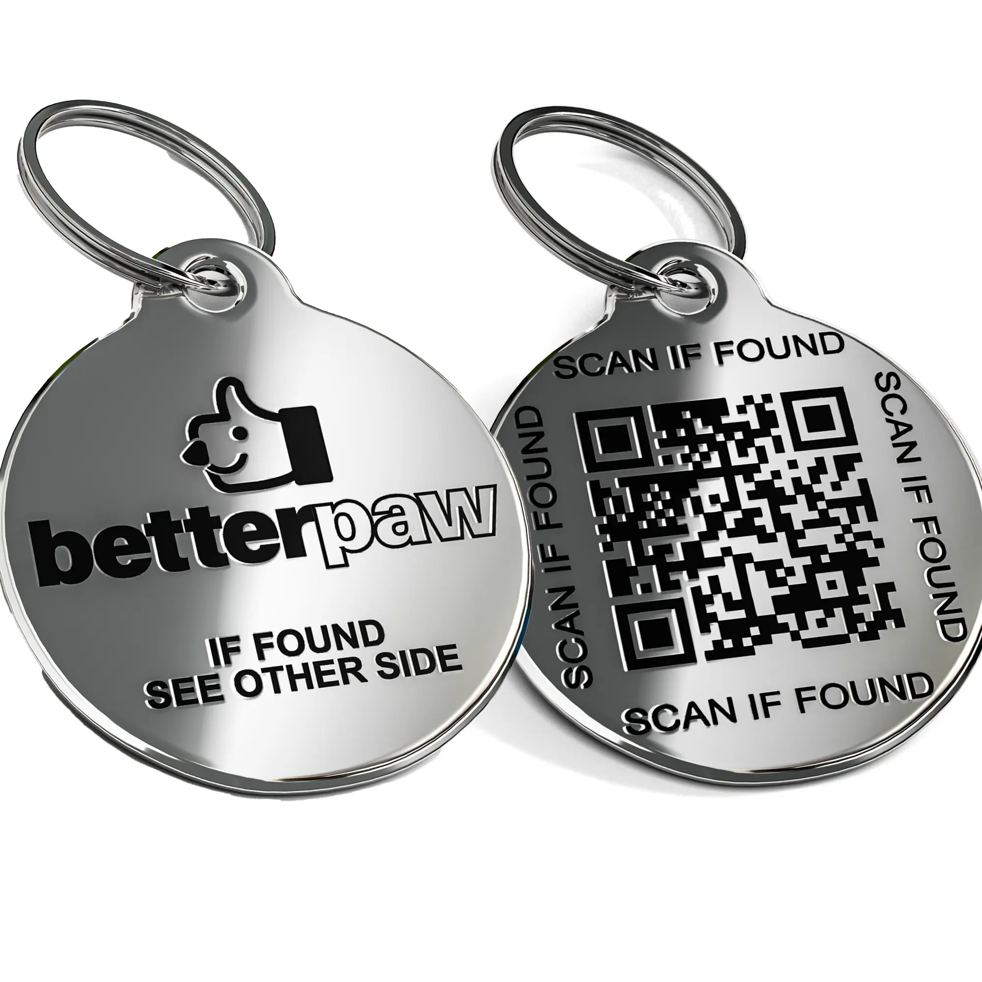 BetterPaw - QR Code Dog Tag - Customizable Online Pet Profile, No App Required, Scan Alerts with Location, One-Time Purchase, Lifetime Service