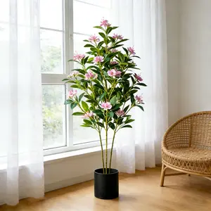 80/120cm Artificial Ficus Plants Large Fake Tropical Banyan Tree Plastic Fiddle Fig Tree Faux Magnolia Tree For Home Shop Decor Indoor Plants Decor Realistic Faux Plant