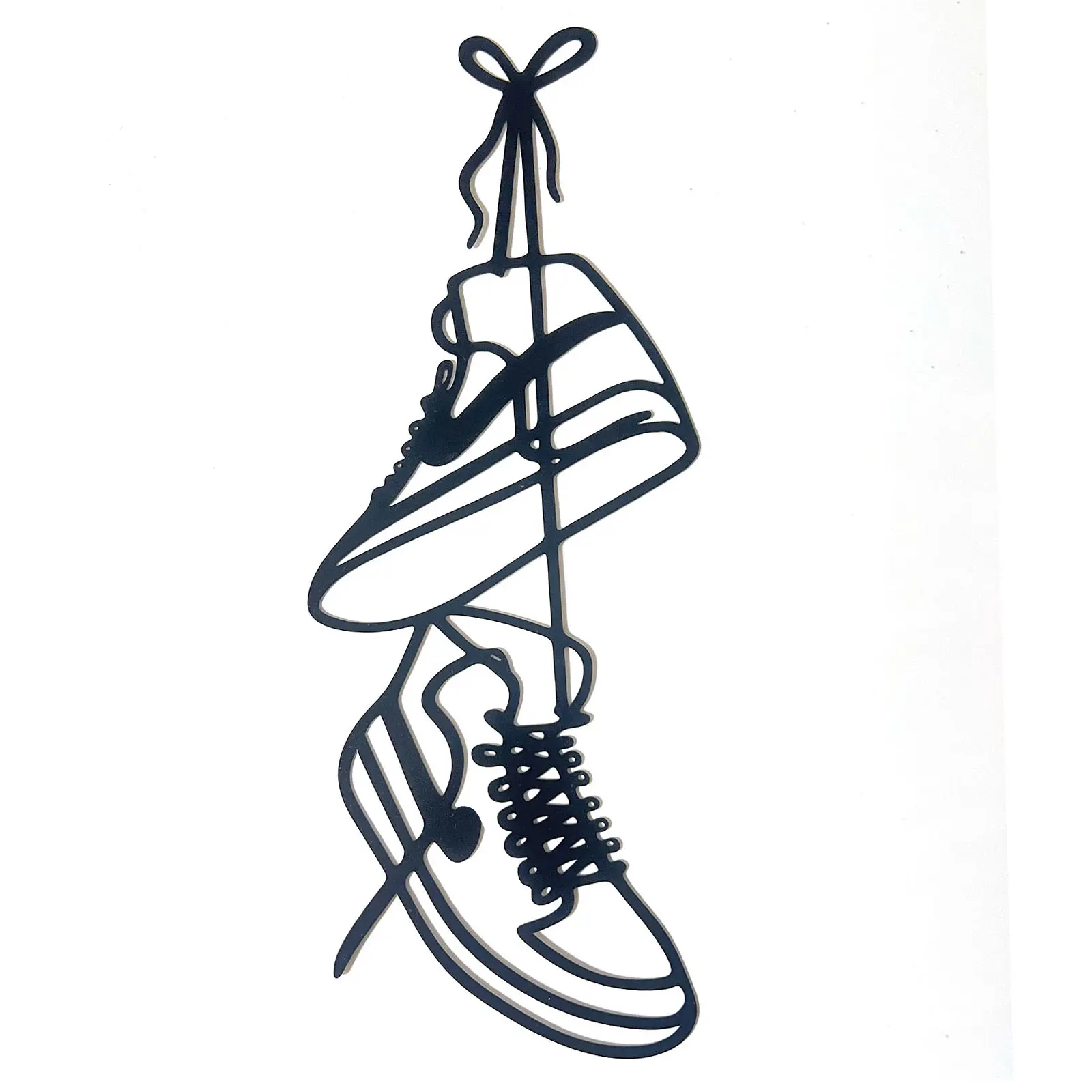 Streetwear Sneaker Silhouette Line Metal Wire Sculpture Wall Art - 1-Piece Urban Aesthetic Hanging, Room Inspo, Multiple Colors, Teen Boy Dorm Decor, Unique Birthday Gift for Sneakerheads, Bedroom Decor