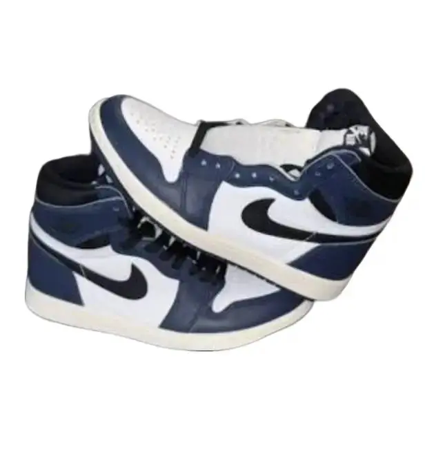 Air Jordan 1 Retro High OG 'Midnight Navy' Men’s Leather Casual High-Top Sneakers Shoes, Sporty Casual Laced Men’s Shoes, Trendy Basketball Trainers (Possible Box Damage), Laces, Ankle Strap, Cushioned, Logo Patch, Trendy Shoes, Sporty Chic