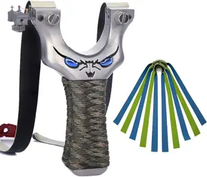 Professional Stainless Steel Slingshot with Paracord Handle, Ergonomic Grip, and Adjustable Sight for Outdoor Target Practice, Includes 5 Replacement Bands