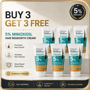 [BUY 3 GET 3 FREE] 5% Minoxidil Hair Growth Cream Infused Ginger & Keratin Repairs Hair Follicles Prevents Thinning Loss Boosts Fast Hair Regrowth for Men Women