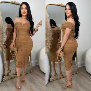 Eliana Mesh Dress (Taupe)