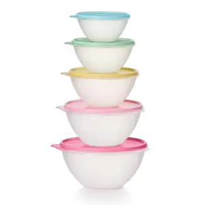 Tupperware Wonderlier Classic Bowl Set 3 pc or 5 pc Set - 2c, 3.25, 4.5, 7 & 10.5 cups Airtight Seals for Prep Serve Store Transport - Leakproof Durable for Salads Desserts