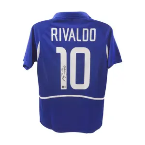 Rivaldo Signed Brazil Soccer Jersey with Beckett COA