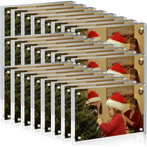 Christmas Tree Photo Frame, Rectangular Acrylic Material, Magnetic Installation, Clear Soft Presentation, Festive Home Decor