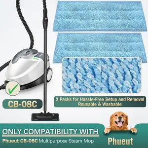 Phueut Steam Cleaner Replacement Brushes & Grout Brush & 2 Packs Steam Mop Pads for Multi-Surface Floor Cleaning Reusable Washable Machine Compatible Essential Cleaning Tools