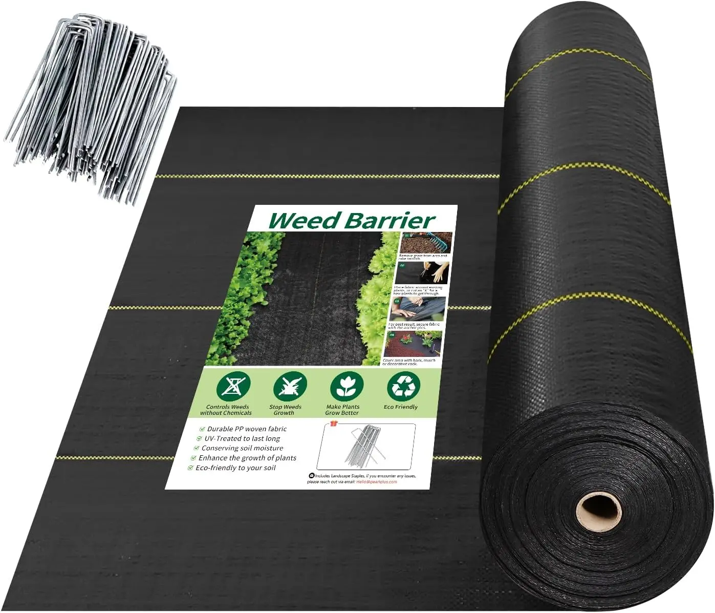 Shade&Beyond Heavy Duty Woven Landscape Fabric 3oz,6oz Permeable Garden Ground Cloth with Staples, Erosion Control Geotextile Underlayment for Flower Beds & Pathways