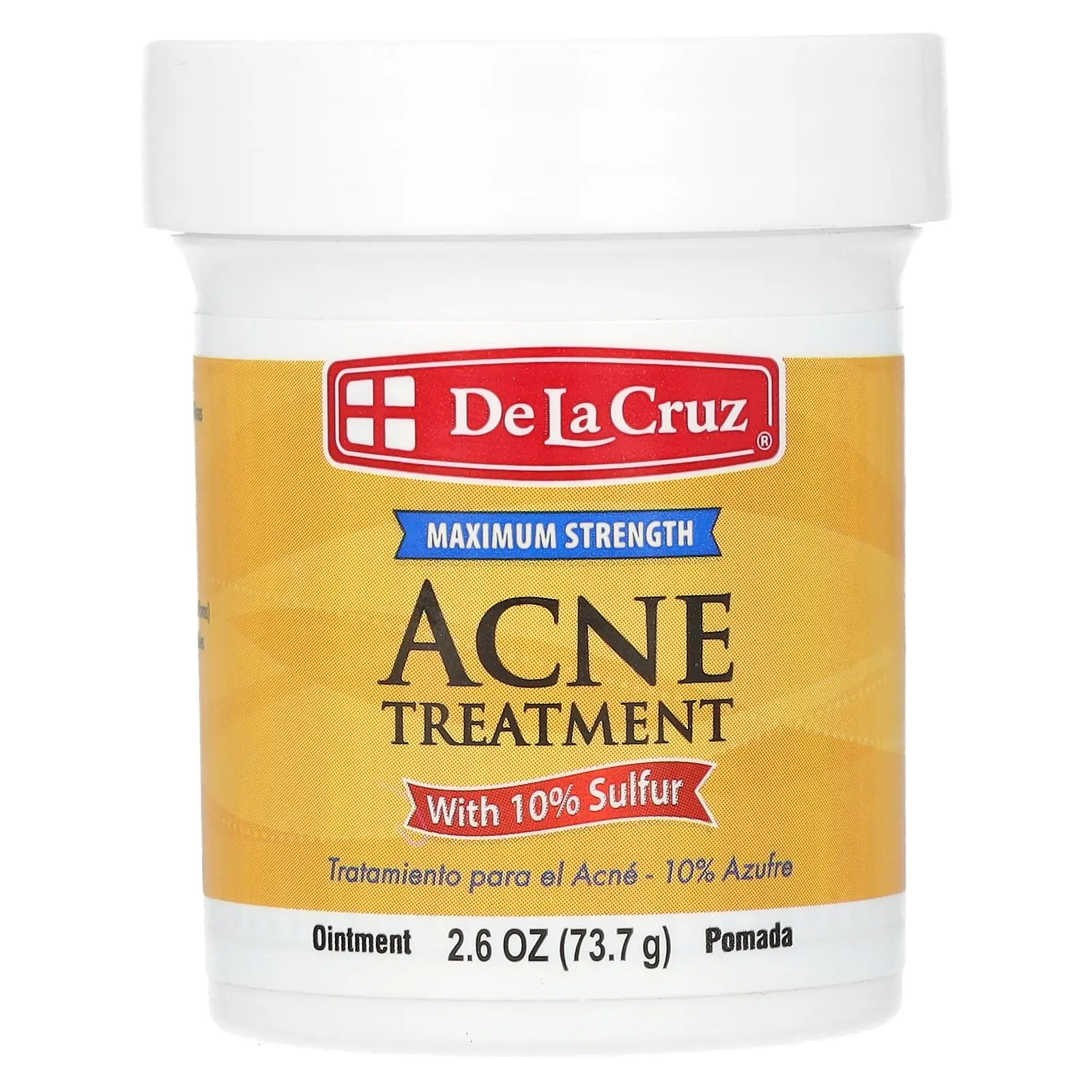 De La Cruz Acne Treatment Ointment with 10% Sulfur, Maximum Strength, 2.6 oz (73.7 g)