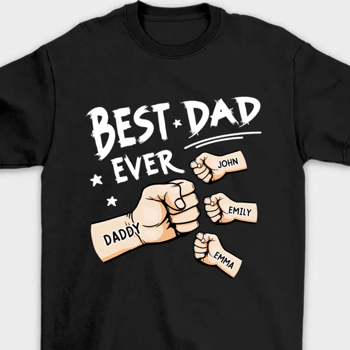 Men's Cotton Shortsleeve Graphic Print T-Shirt - Menswear Top, Casual 'Best Dad Ever' Crew Neck, Personalized Father's Day/Birthday Gift for Dad, Tshirt, Personalized Text, Customizable Name, Round Neck, Tops, Personalized Father's Day Gift, Short Sleeve,