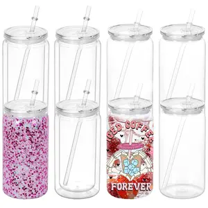 8pcs 16oz Cup-4pcs 16oz Plastic Snowglobe Cup & 4pcs Acrylic Cup, Iced Coffee Cups Water Bottles Mugs for Wedding Party Favor Water Milk Beer Juice Beverage for Glitter Snow Globe DIY UV DTF Wraps