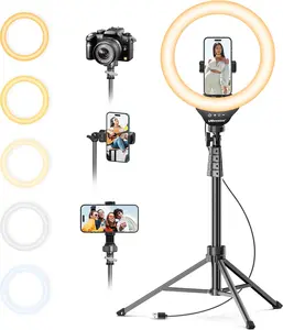 12'' Selfie Ring Light with 62’’ Tripod Stand for Video Recording, Live Streaming(YouTube, Instagram, TIK Tok), Compatible with Phones, Cameras and Webcams