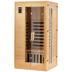 Garvee 1 or 2 Person Sauna, Low EMF 6 Heating Plate Infrared Physical Therapy Wooden Dry Steam Sauna with MP3 Auxiliary Connection, Dual Controls, Iron Shirt Wall Plate, Home Spa Day Use, Winter