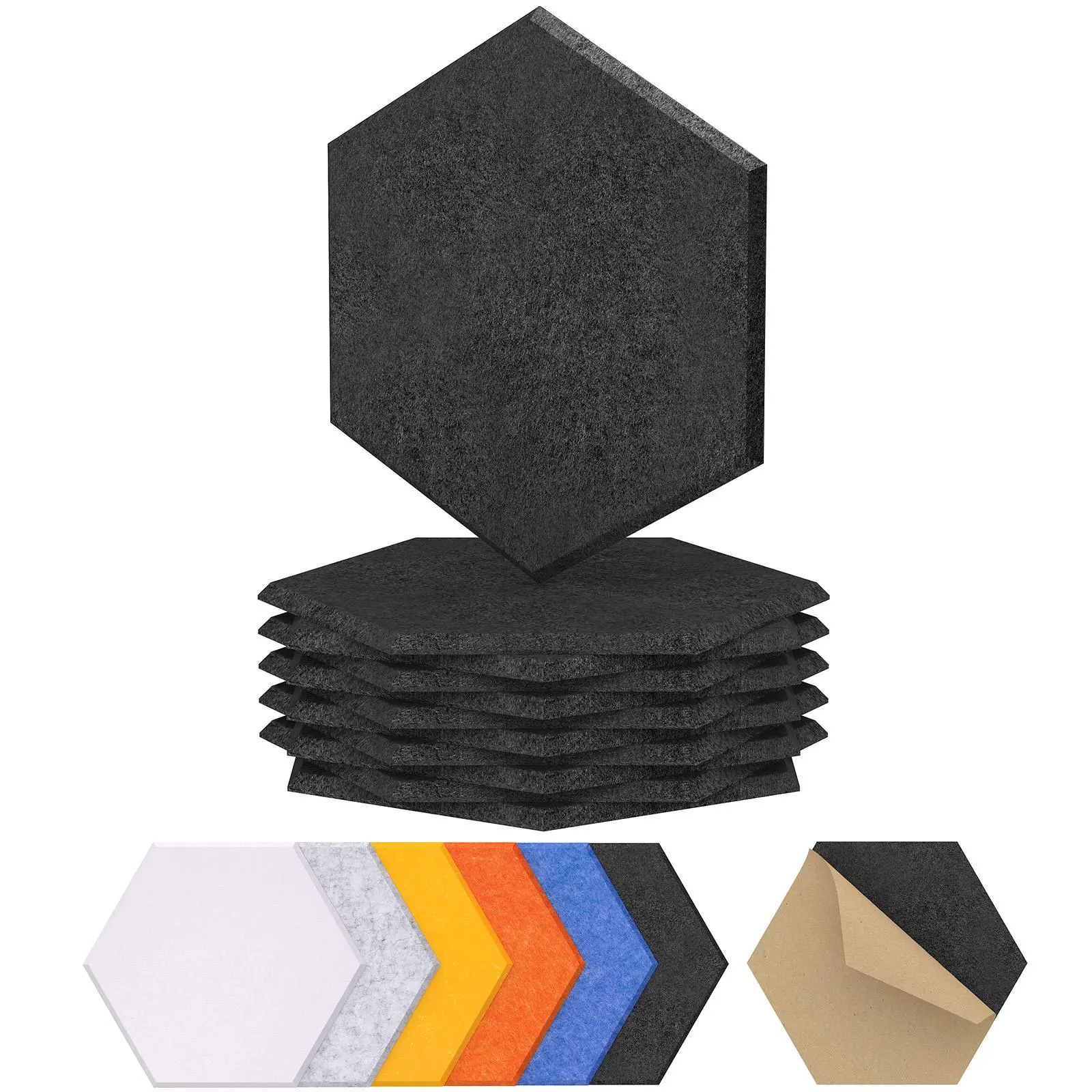TONOR High-Density Acoustic Wall Panels, Black Waterproof Odorless 100% Polyester Fiber Panels for Studio, Home Use