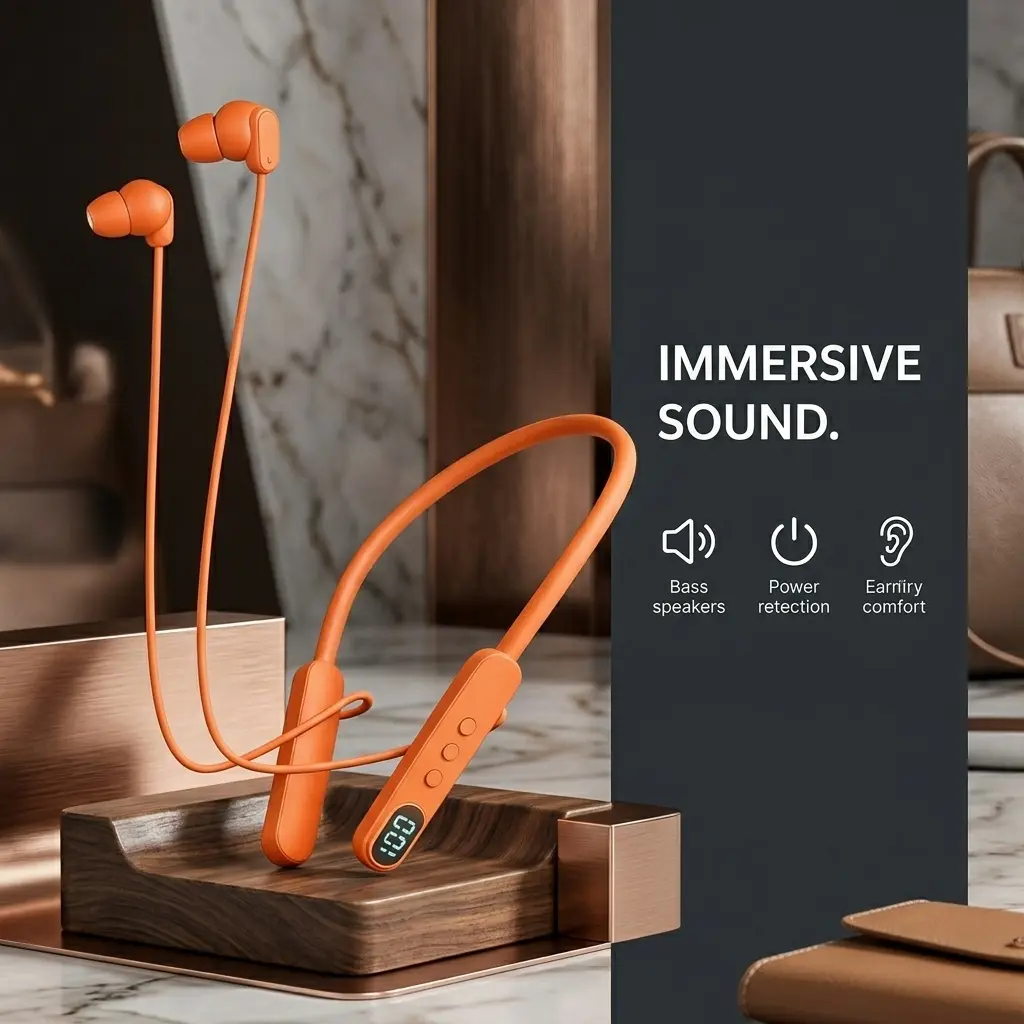 Neckband Bluetooth Earphones - In-Ear Water Resistant Gaming Earbuds for Cellphones, 48H Playtime, 13mm Drivers, IPX4, Magnetic Earbuds, Low Latency, Dual-Device Connection, MP3 Card Support (TikTok Shop Creator Picks)