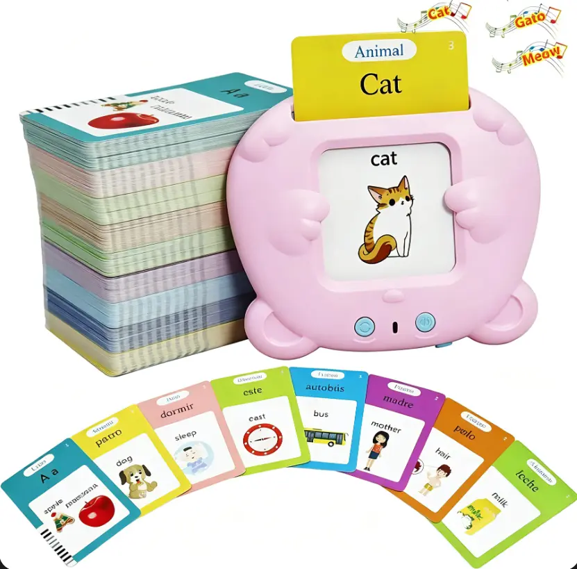 Educational Talking Flash Cards Toy for Toddlers 2-6 Yrs, Audible Pocket Vocab Learning Resources with Standard American Accent, Interactive Preschool ABC Sight Words Game, Speech Therapy Electronic Learning Toys, Kindergarten Travel Gift