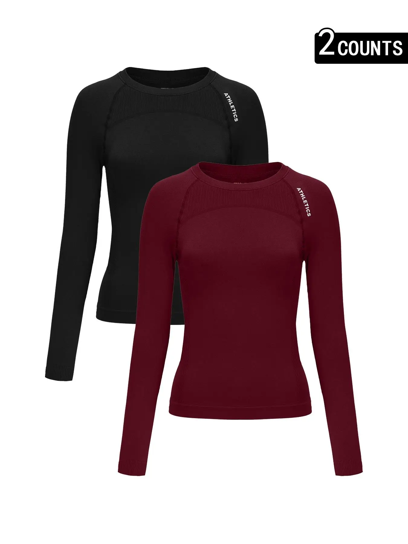 Women's Letter Print Baselayer Top, Long Sleeve Round Neck Compression Top for Yoga Gym Workout, Ladies Sportswear for Fall & Winter