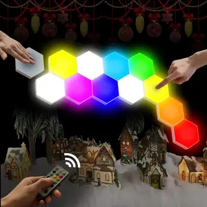 Hexagonal Wall Light Modular Touch Sensitive Lights Creative Geometry Assembly LED Hexagon Lights Suitable for Iving Room,Bedrooms,DIY Lovers, Gifts