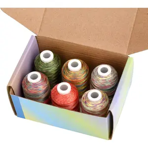 Colorful Gradient Embroidery Thread (6 Colors, 1100 Yards), Decorative Stitching for Babylock, Singer, Brother, Janome, Pfaff Sewing Machines