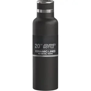 20oz Journey Water Bottle Ceramic Lined Metal Stainless Steel Vacuum Insulated, BPA Free, Reusable, for Water, Hot and Cold Drinks, Travel, Sports, Camping, Black