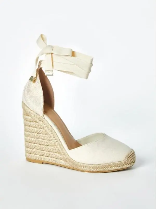 JUST FAB Women's Espadrille Wedge Heels 4.75 in Heel Height, Adjustable Lace-Up Ankle Closure, Platform, Perfect Summer Footwear for Women, Heels For Women Walking Shoes Sandal