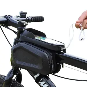 Waterproof Bicycle Handlebar Bag, Large Capacity Touchscreen Phone Holder, Tpu Frame Storage Pouch, Eva & 3-Point Mounting System, Bike Accessories