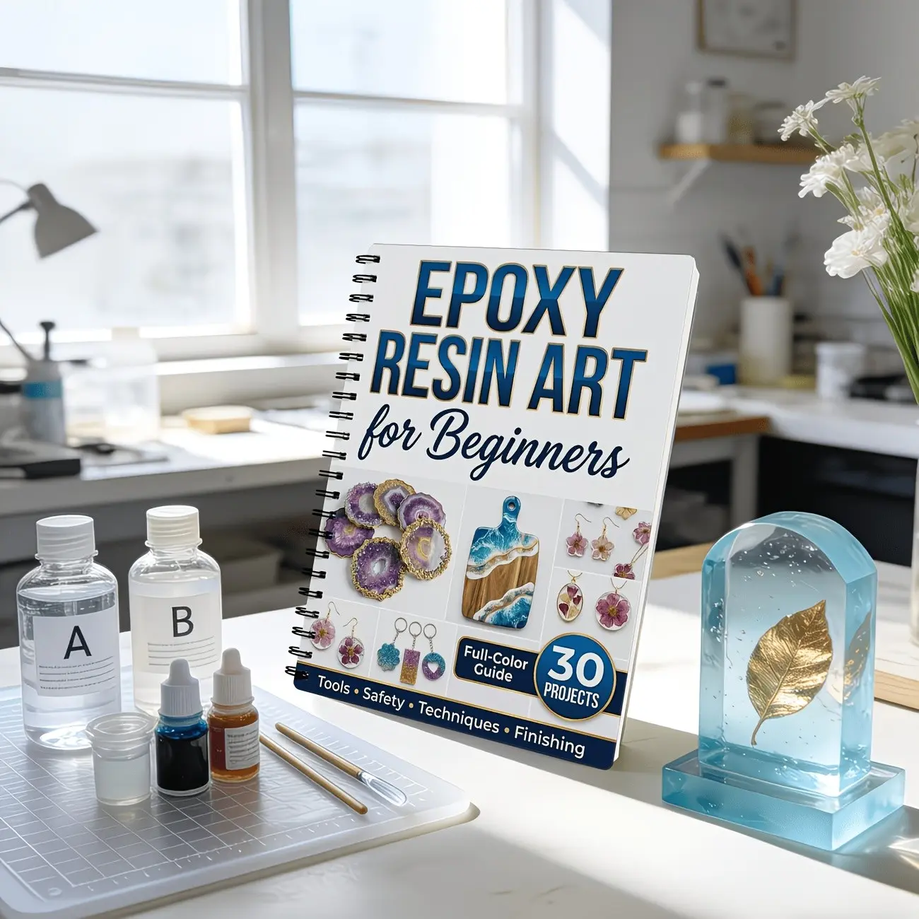 Epoxy Resin Art Handbook: 30 Beginner Projects, Step-By-Step Guide, DIY Crafts, Resin Projects, Mold Making Tutorial, Mixing, Curing