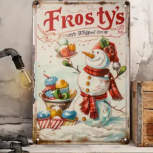 Vintage Christmas Frosty Snowman Metal Sign Wall Decor for Xmas Kitchen Cafe No Electricity Needed, Easy to Hang, Festive Wall Art | Vintage Christmas Decor | Durable Iron Sign, Christmas Decorations Gift