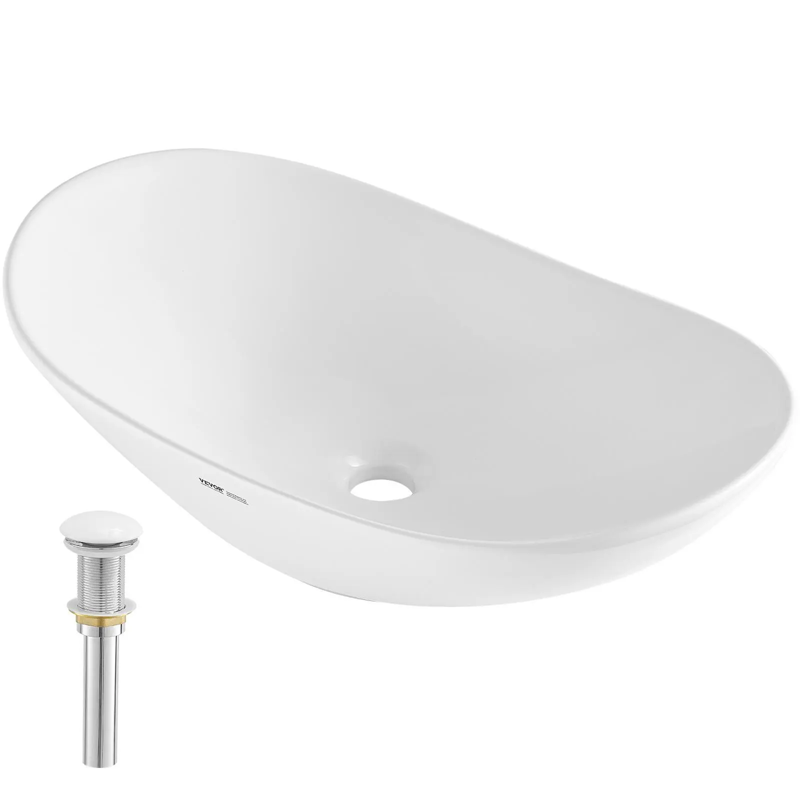 【SummerFinds】VEVOR Oval Vessel Sink,  23.3" x 14.2" Bathroom Vessel Sink Bowl Countertop, White Ceramic Bathroom Sinks Above Counter, Bowl Sink with Modern Style, Well-Packaged for Bathroom, Hotel, Toilet, RV
