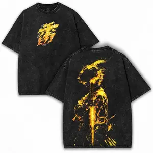 Zenitsu x Demon Slayer Tee Thunderclap Flash Mode in Washed Oversized Fit with Lightning Print For True Anime Speed Fans Gift For Anime Merch Demon Slayer Shirts Wash Streetwear Casual Crewneck Tshirt