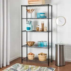 5-Tier Metal Height-Adjustable Shelving Unit (36" W X 72" H x 16" D)  Storage Racks & Shelving Units