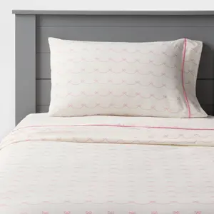 Queen Pretty Bow Kids' Cotton Sheet Set - Pillowfort
