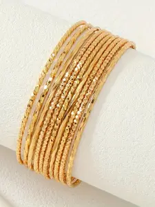 Women's Elegant Ditsy Floral Pattern Cuff Bangle, Exquisite Trendy Matching Bracelet, Fashionable Jewelry for Women & Girls As Gift, Stackable Bracelets, Layered Bracelet Set