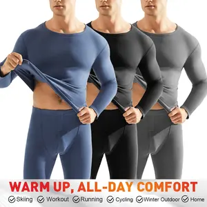 Men Thermal Underwear Set Men Long Johns with Fleece Lined Base Layer Men Cold Weather Top Bottom For Sports Ski Home Daily Warm Underwear