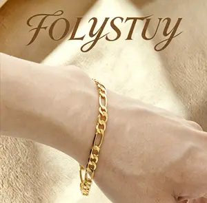 5mm - Wide, 8.05 - Inch - Long 【FOLYSTUY(W165)】Figaro Hand Chain: A Timeless and Elegant Jewelry Accessory