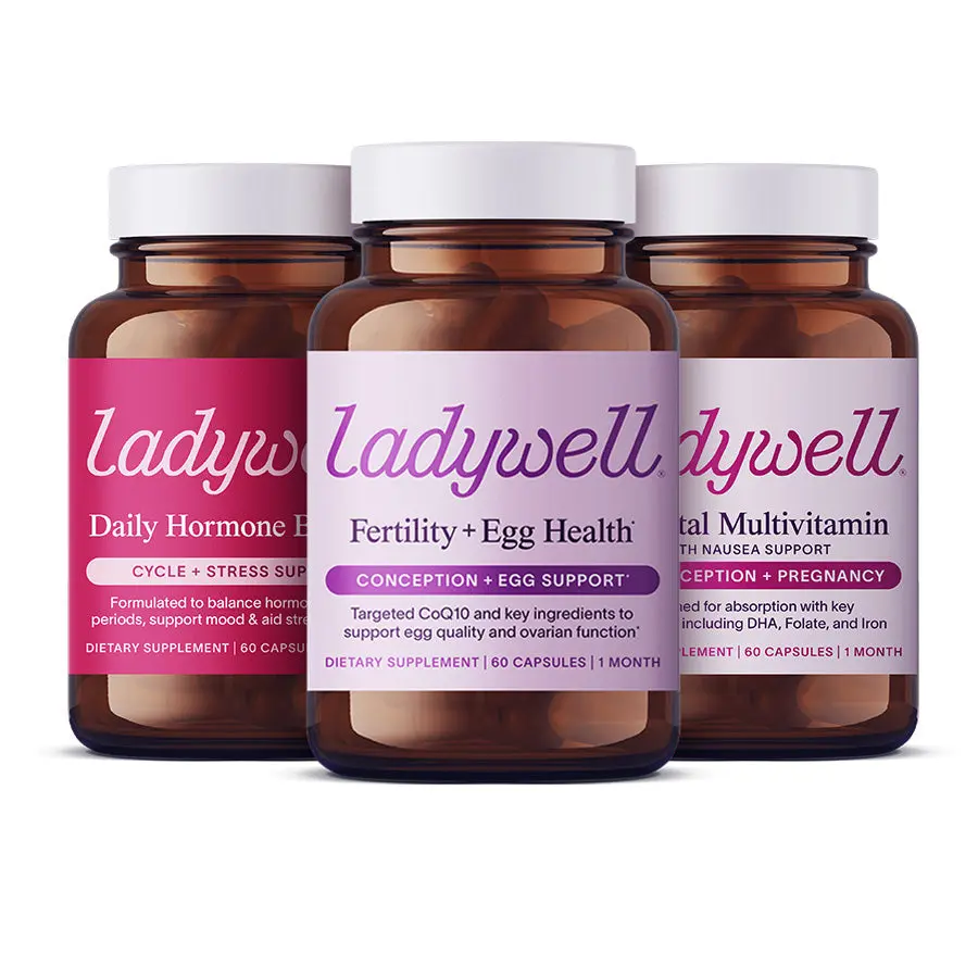 Ladywell Complete Fertility Plan - Fertility + Egg Health, Daily Hormone Balance & Prenatal Multivitamin
