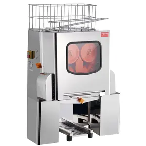 Spring new arrivals Commercial Orange Juicer Machine, 120W Automatic Juice Extractor, Stainless Steel Orange Squeezer 20 Oranges/Minute, with Pull-Out Filter Box, Stainless Steel Cover, 2 Peel Collecting Buckets