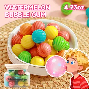 Watermelon Bubble Gum, 4.23oz/box, Juicy Watermelon Flavor, Chewy Bubble Gum for Kids & Adults, Party Favors, Office Snack Jars, Gluten-Free, Perfect for Easter Basket Fillers, Fresh Fruity Taste