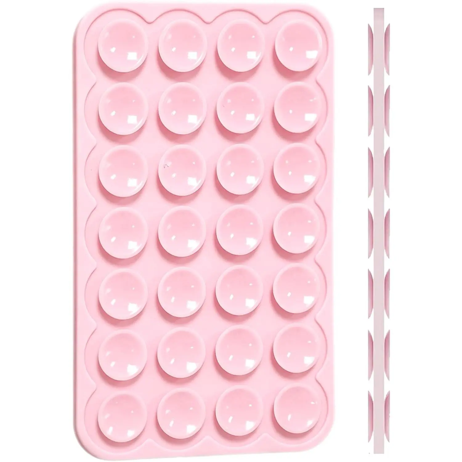 Silicone Double-Sided Suction Phone Detachable Mount | Sticky Phone Grip Hands-Free for Selfies & Videos, Trending TikTok items Gift for Content Creator, 3.74″x2.2″ Light Pink
