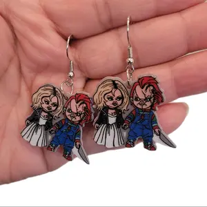 Halloween Horror Chucky and Tiffany Earrings