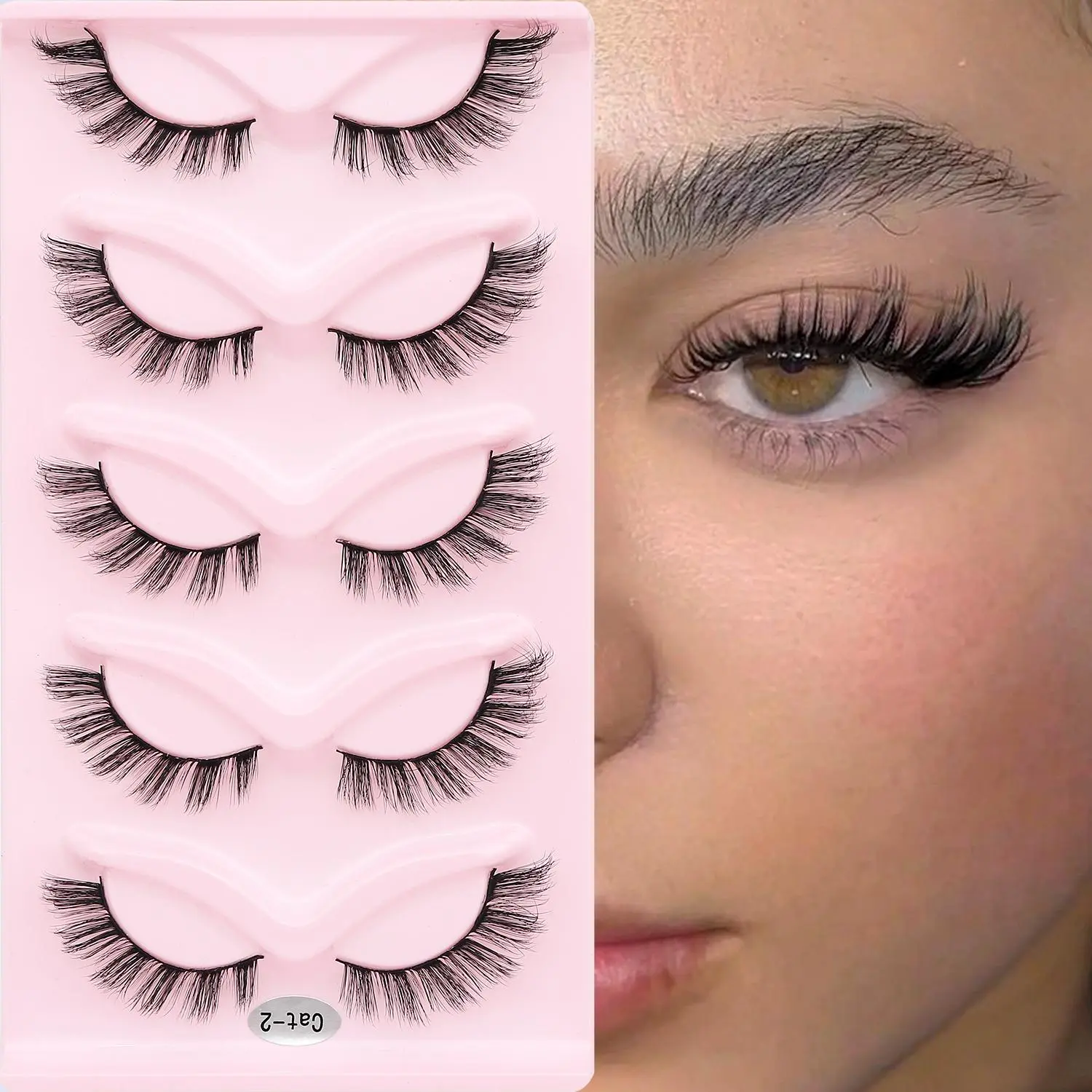 Wispy Fluffy Faux Cluster Lashes Strip Lashes, Lengthening & Volumizing Faux Lashes for Women & Girls Eye Makeup Enhancement, Summer Makeup