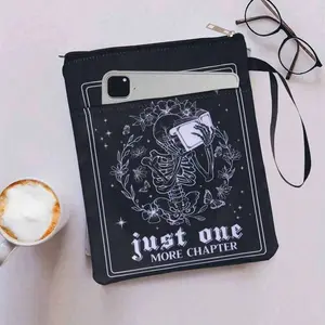 Skull & Flower Pattern Zipper Book Cover, 1 Count Waterproof Zippered Book Pencil Case, Desk Organizer for Home Office School, Book Accessories